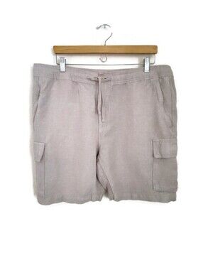 Cubavera Mens Linen Blend Khaki Cargo Shorts Size Large